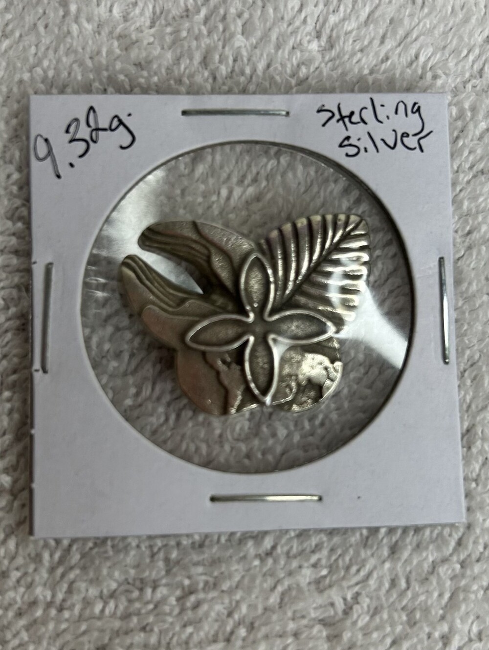 Sterling Silver World Peace Floral Leaf Brooch/Pendant - .925 Silver
